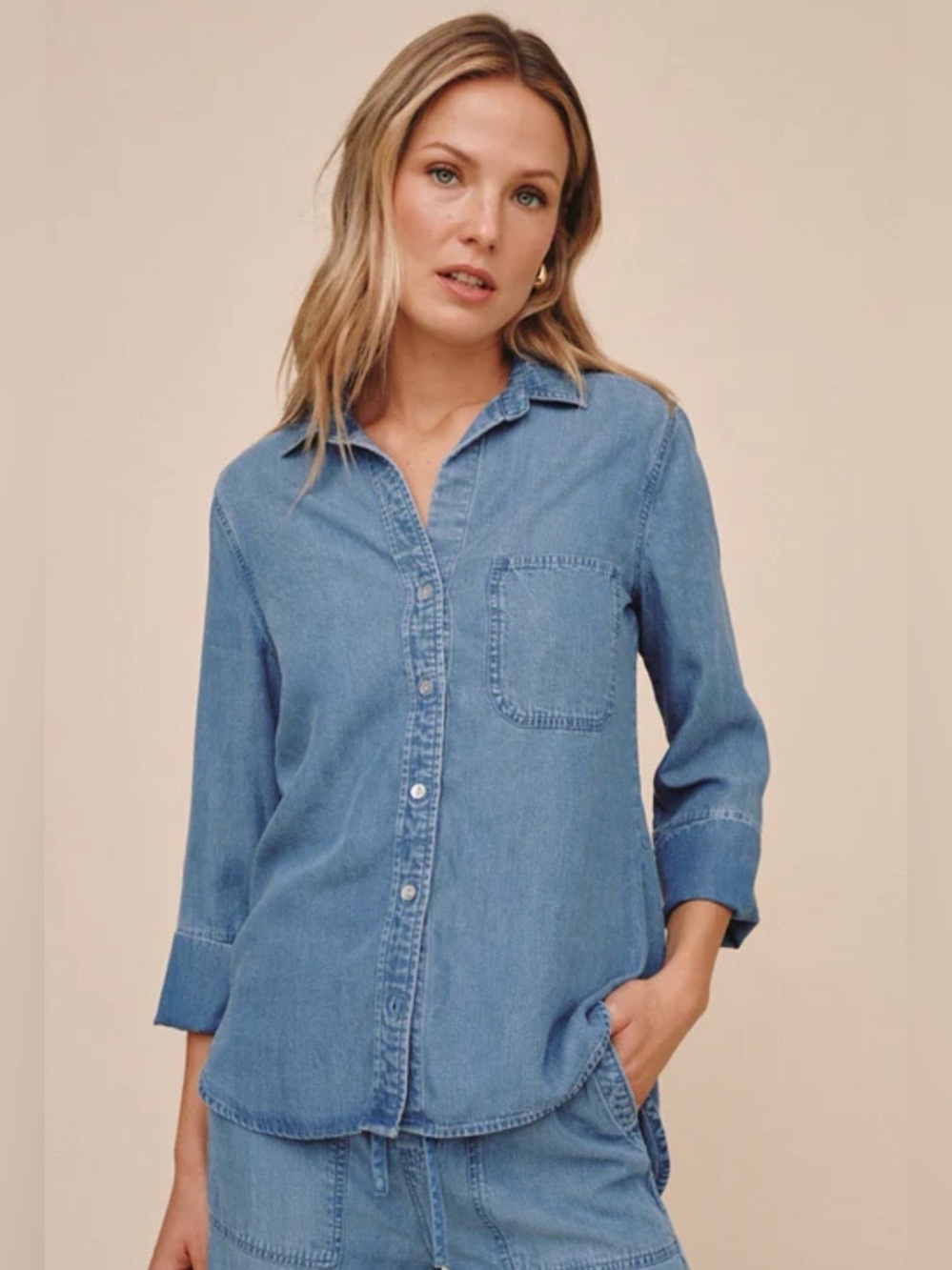 Bella Dahl Shirt Tail Button Down Shirt Size Large